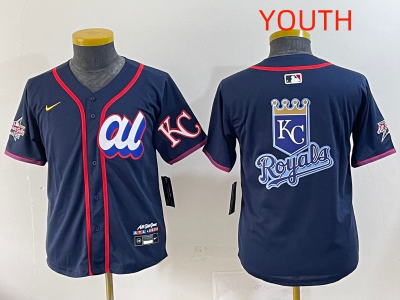 Youth 2025 Kansas City Royals Blank Drak Blue All star Blank Blue Nike MLB Jersey style 3->youth mlb jersey->Youth Jersey